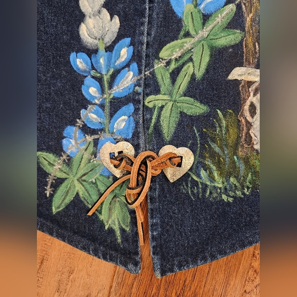 Women's Vintage 90's Denim Texas Theme Decorated Vest - Picture 4 of 7